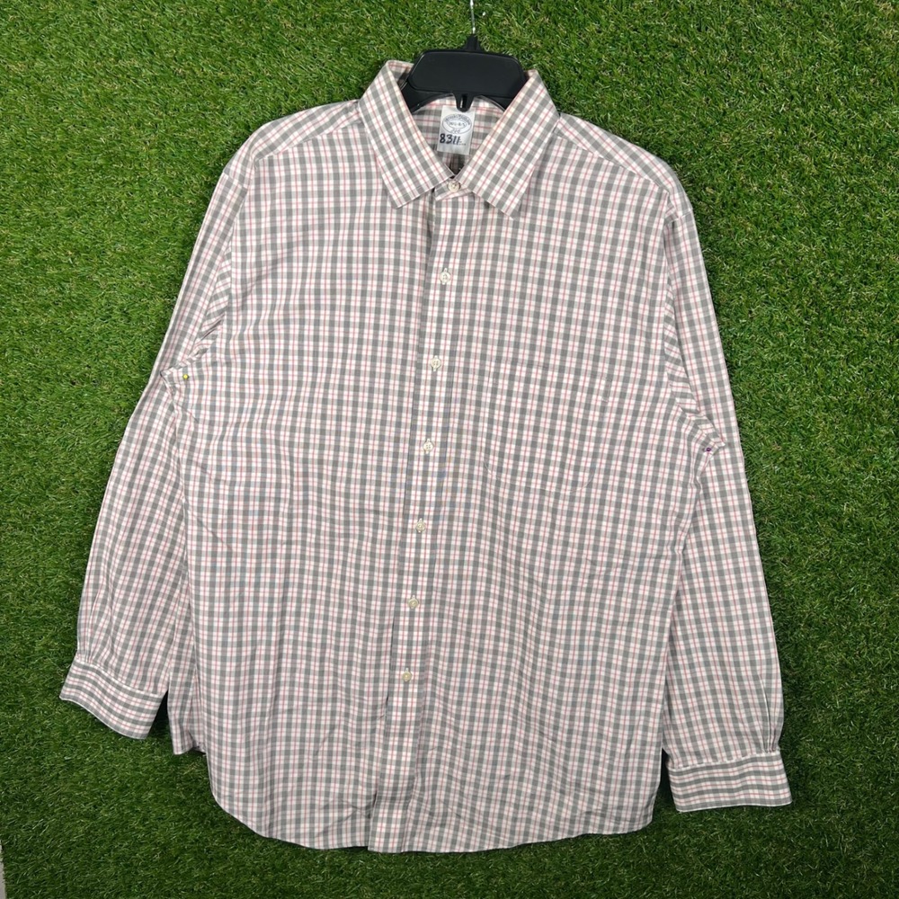 Brooks Brothers 346 Plaid Long Sleeve Button Down Shirt Men Size 16 1/2 4/5